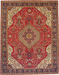 Tabriz Red Hand Knotted 9'10" X 12'8"  Area Rug 100-14738