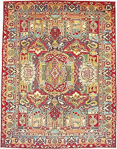 Persian Kashmar Multicolor Rectangle 10x13 ft Wool Carpet 14741