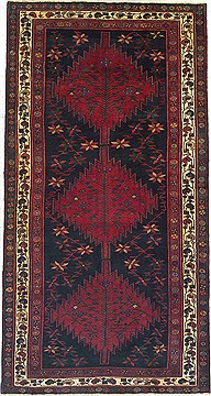 Koliai Black Runner Hand Knotted 4'11" X 9'7"  Area Rug 100-14765