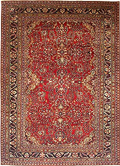 Kashan Red Hand Knotted 10'8" X 14'10"  Area Rug 100-14793