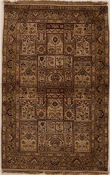 Indian Jaipur Beige Rectangle 4x6 ft Wool Carpet 14945