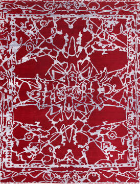 Modern-Contemporary Red Hand Knotted 8'0" X 10'0"  Area Rug 902-140044