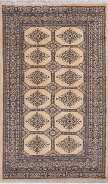 Pakistani Bokhara Beige Rectangle 4x6 ft Wool Carpet 140419