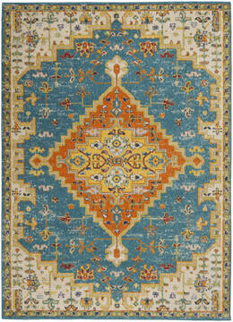 Nourison Allur Blue Rectangle 4x6 ft Polypropylene Carpet 140471