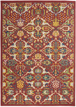 Nourison Allur Red Rectangle 4x6 ft Polypropylene Carpet 140481
