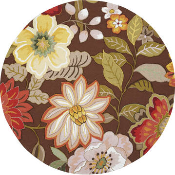 Nourison Fantasy Brown Round 5 to 6 ft Polyester Carpet 141181