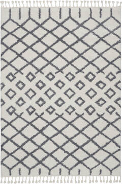 Nourison Moroccan Shag White Rectangle 5x8 ft Polypropylene Carpet 141794