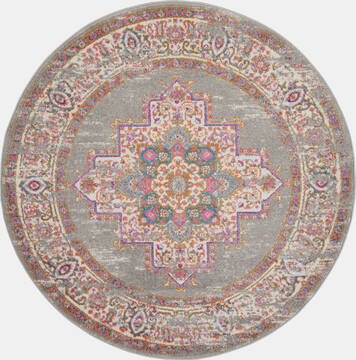 Nourison Passion Grey Round 4 ft and Smaller Polypropylene Carpet 141971