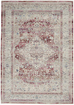 Nourison Vintage kashan Red Rectangle 4x6 ft Polypropylene Carpet 142975