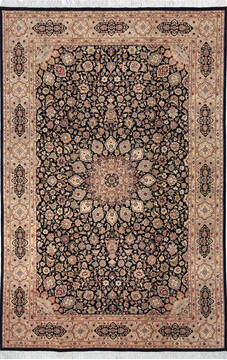 Pak-Persian Black Hand Knotted 6'1" X 9'3"  Area Rug 700-143406