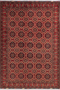 Pakistani Khan Mohammadi Multicolor Rectangle 7x10 ft Wool Carpet 143470