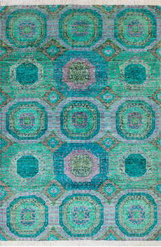 Afghan Chobi Green Rectangle 4x6 ft Wool Carpet 144875