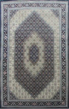 Indian Bidjar Black Rectangle 5x8 ft Wool and Silk Carpet 144930