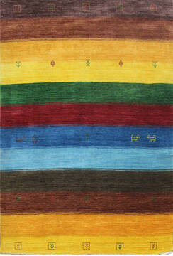 Indian Luri Multicolor Rectangle 4x6 ft Wool Carpet 144955