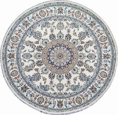 Indian Nain Beige Round 7 to 8 ft Wool Carpet 144962