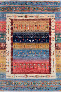Afghan Chobi Multicolor Rectangle 5x8 ft Wool Carpet 145107
