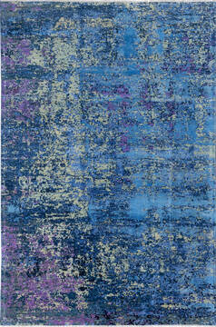 Afghan Modern Blue Rectangle 6x9 ft Wool and Silk Carpet 145120