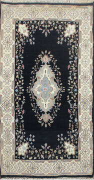 Kashan Black Hand Knotted 3'0" X 5'0"  Area Rug 902-145200