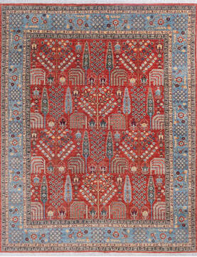 Chobi Red Hand Knotted 8'0" X 10'1"  Area Rug 700-145376