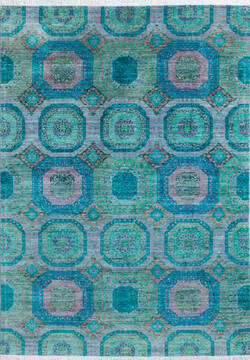 Afghan Chobi Green Rectangle 5x8 ft Wool Carpet 145508