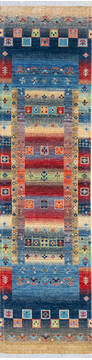 Chobi Multicolor Runner Hand Knotted 2'6" X 9'8"  Area Rug 700-145512