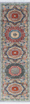 Afghan Chobi Grey Runner 6 to 9 ft Wool Carpet 145514