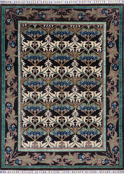 Afghan Chobi Black Rectangle 5x7 ft Wool Carpet 145807