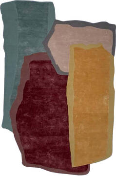 Modern Multicolor Free Form Hand Tufted 4'0" X 6'0"  Area Rug 902-145826