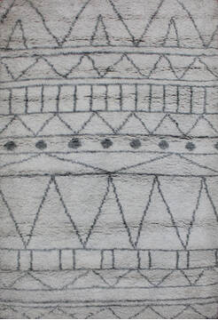 Indian Moroccan Grey Rectangle 4x6 ft Wool Carpet 145899