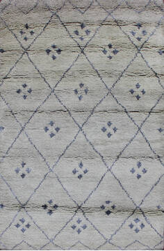 Indian Moroccan Grey Rectangle 4x6 ft Wool Carpet 145902