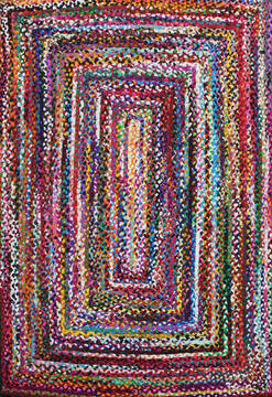 Indian Geometric Multicolor Rectangle 4x6 ft Cotton and Jute Carpet 145933