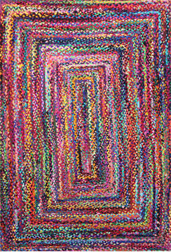 Indian Geometric Multicolor Rectangle 4x6 ft Cotton and Jute Carpet 145934