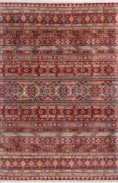 Chobi Red Hand Knotted 6'6" X 9'9"  Area Rug 700-146098