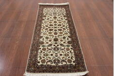 Indian Persian Beige Runner 6 to 9 ft Wool Carpet 146627