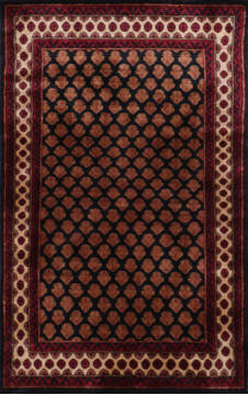 Indian Kashmir Black Rectangle 3x5 ft Silk Carpet 146758