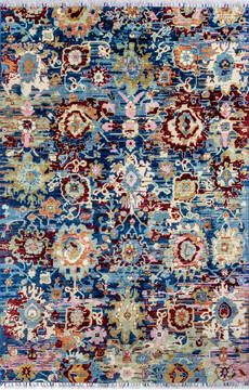 Chobi Multicolor Hand Knotted 6'0" X 8'11"  Area Rug 700-146879