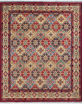 Khan Mohammadi Red Hand Knotted 5'2" X 6'4"  Area Rug 700-147116