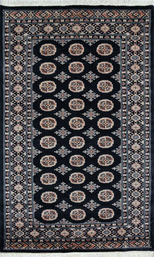 Pakistani Bokhara Black Rectangle 4x6 ft Wool Carpet 147121