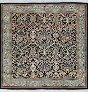 Pakistani Pak-Persian Black Square 5 to 6 ft Wool Carpet 147131