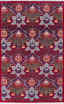 Chobi Red Hand Knotted 5'1" X 8'0"  Area Rug 700-147273