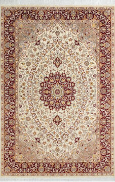 Pak-Persian Beige Hand Knotted 5'7" X 8'4"  Area Rug 700-147317