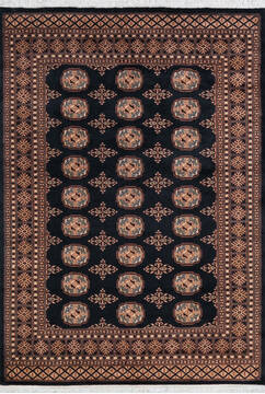 Pakistani Bokhara Black Rectangle 5x7 ft Wool Carpet 147320