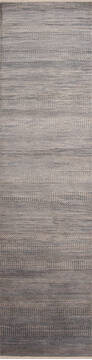 Modern-Contemporary Grey Runner Hand Knotted 2'6" X 10'0"  Area Rug 254-147382