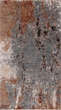 Modern-Contemporary Blue Hand Knotted 3'0" X 5'2"  Area Rug 254-147387