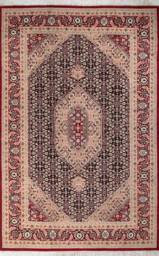 Pak-Persian Black Hand Knotted 6'1" X 9'3"  Area Rug 700-147465