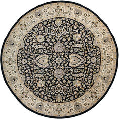 Pak-Persian Black Round Hand Knotted 8'0" X 8'0"  Area Rug 700-147475