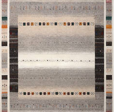 Indian Gabbeh Grey Square 7 to 8 ft Wool Carpet 147488