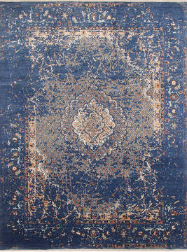 Modern-Contemporary Blue Hand Knotted 9'0" X 12'0"  Area Rug 254-147515