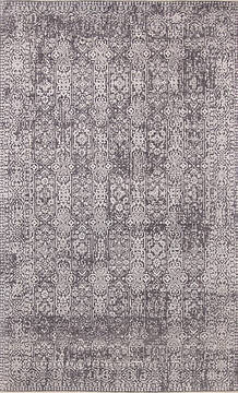 Indian Modern-Contemporary Grey Rectangle 5x8 ft Wool Carpet 147516