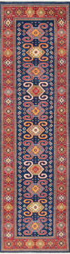 Afghan Kazak Blue Runner 10 to 12 ft Wool Carpet 147591